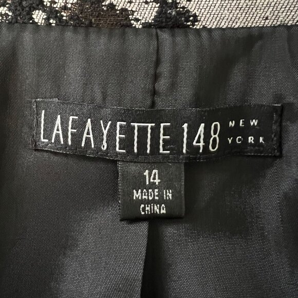 Lafayette 148 NY Womens Animal Print Moto Jacket Black Gray Wool Blend size 14 - Picture 12 of 15